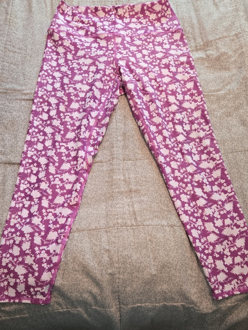 High-Rise Pink Mauve Print Leggings for Women